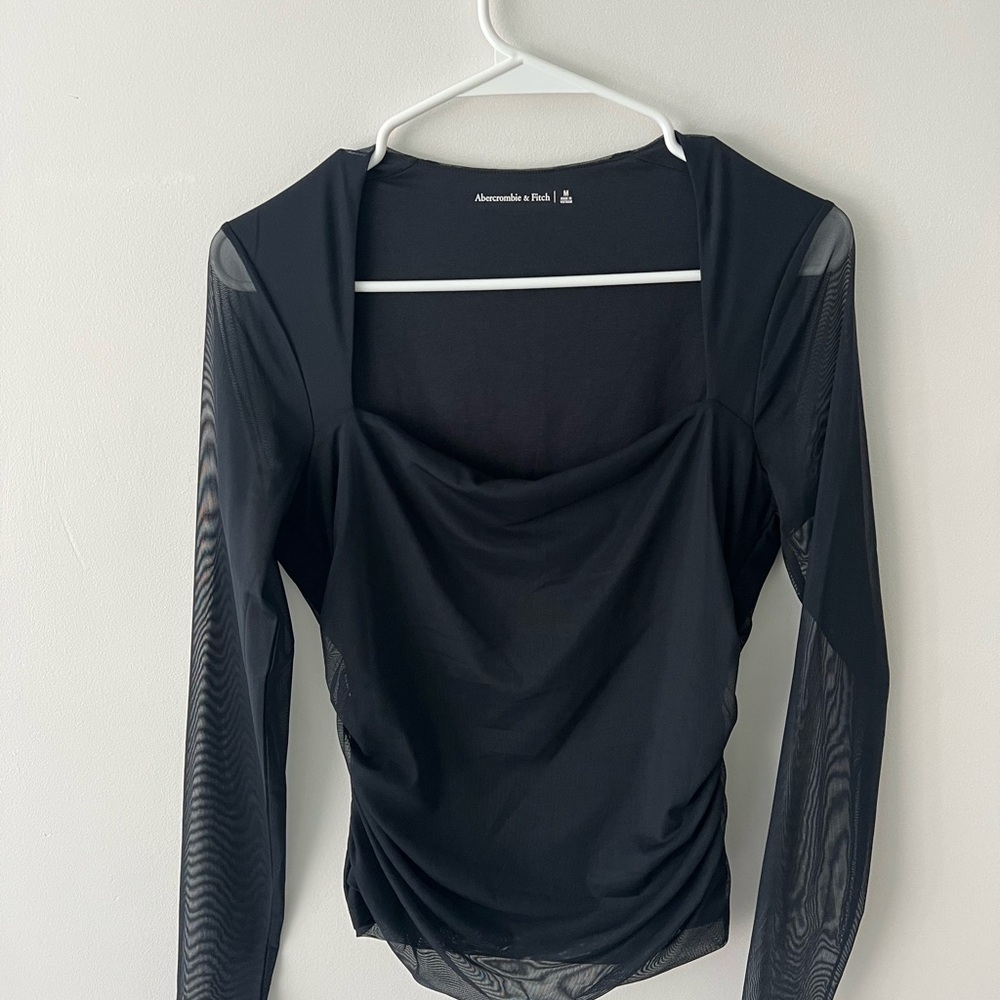 Abercrombie & Fitch Black Ruched Bodysuit